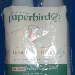 100 COUNT 7 OZ TRANSLUCENT PLASTIC COLD DRINK CUPS BRAND NEW IN PACKAGE
